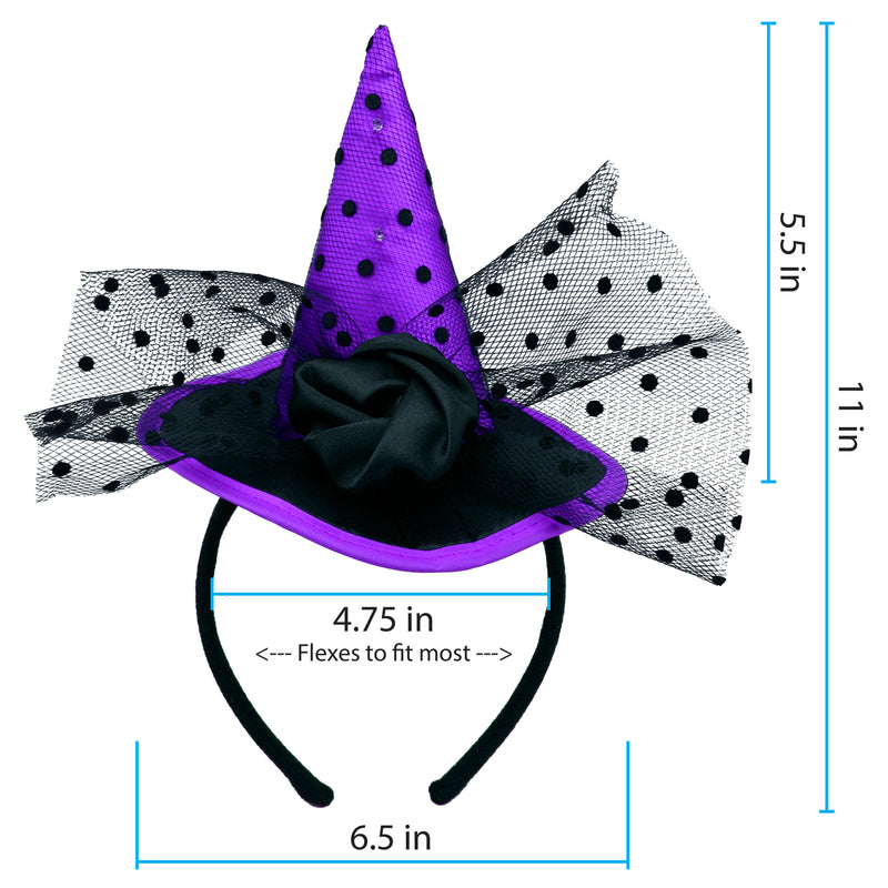 702907 - Halloween 5" Witch Hat Headbands