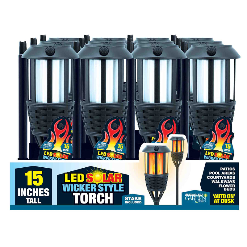 768230 - 15" LED Solar Wicker Style Torch