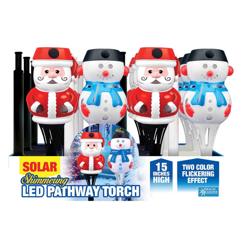 768338 - Holiday 15" Santa/Snowman Solar Torch