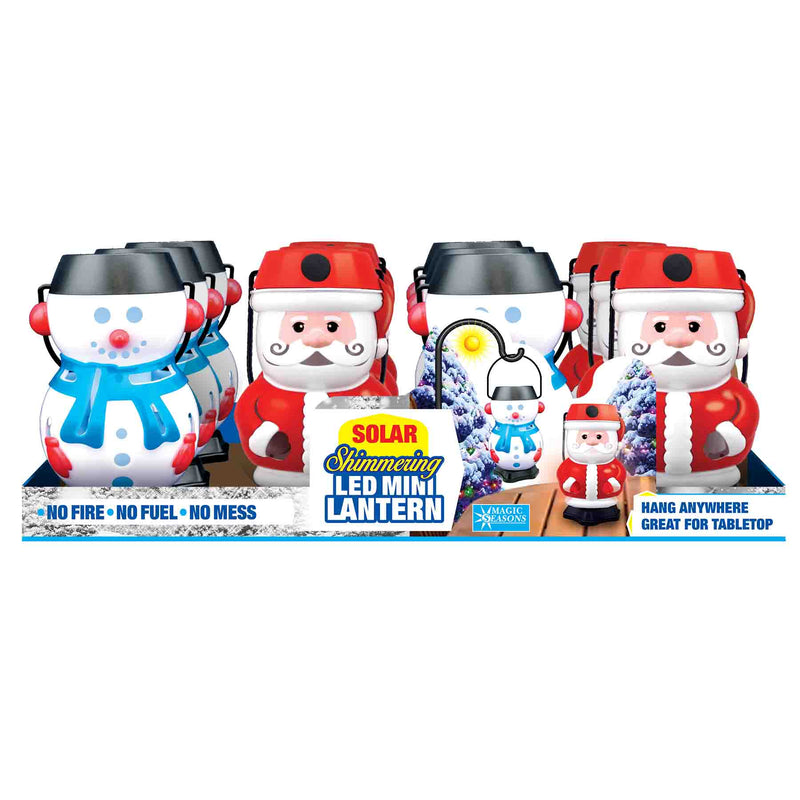 768339 - Holiday Santa/Snowman Tabletop  Mini Lantern