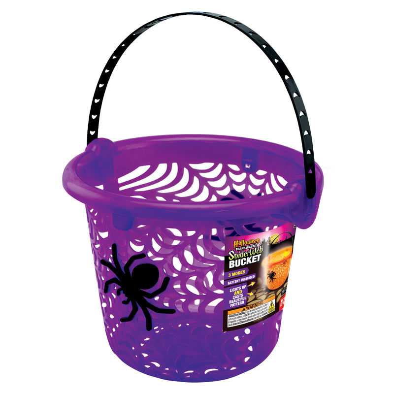 768470 - Halloween Translucent Spider Web LED Bucket