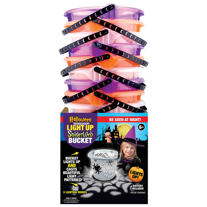 768470 - Halloween Translucent Spider Web LED Bucket