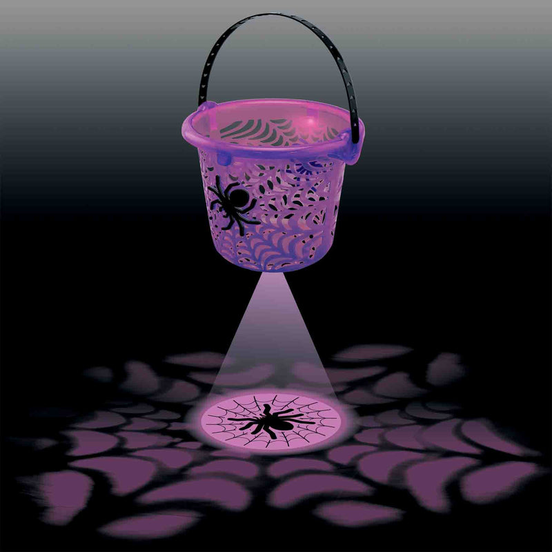768473 - Halloween Translucent Spiderweb LED Projection Bucket