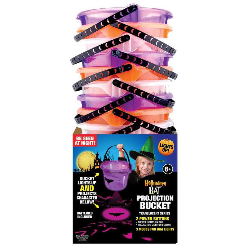 768475 - Halloween Translucent Bat LED Projection Bucket