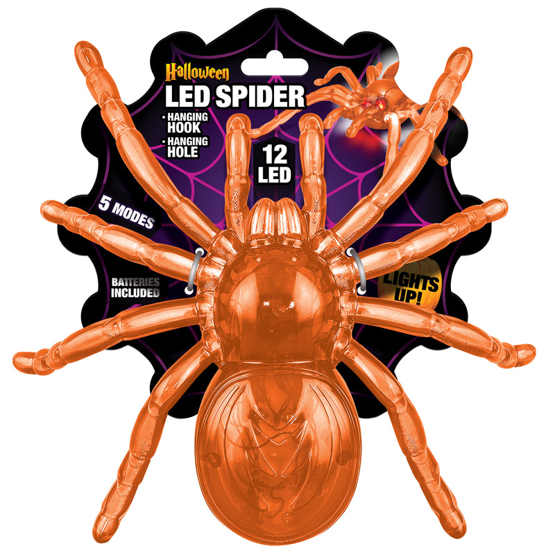 768712 - Halloween LED Spiders 8 Inch - Assorted Colors