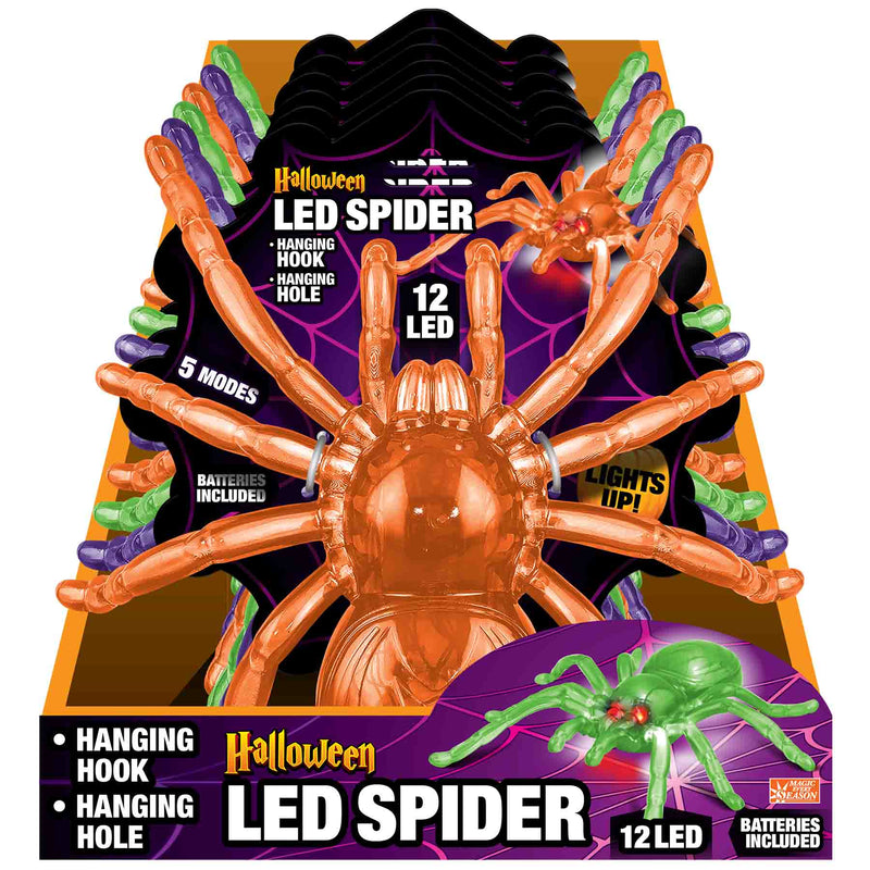 768712 - Halloween LED Spiders 8 Inch - Assorted Colors
