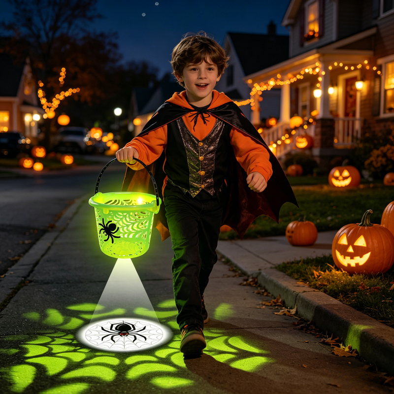 768707 - Projection Translucent Spider Web Bucket