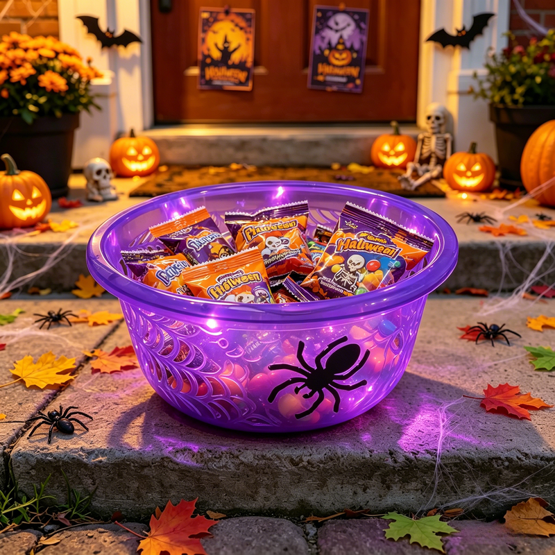 768461 - Translucent Spiderweb LED Candy Bowl