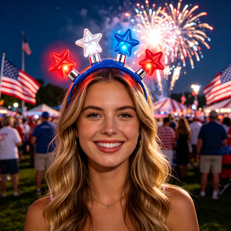 768631 - Patriotic 4 LED Star Headband