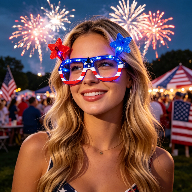 702697-12 - Patriotic Light Up Glasses