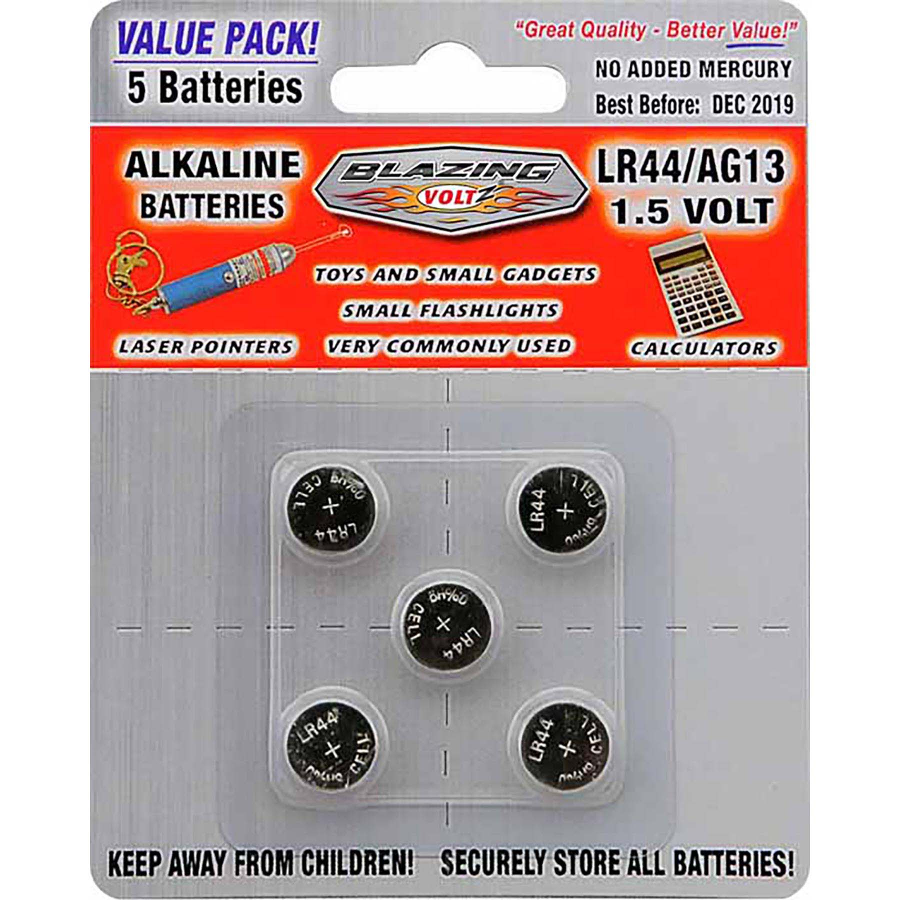Alkaline LR44/AG13 Battery 5PK